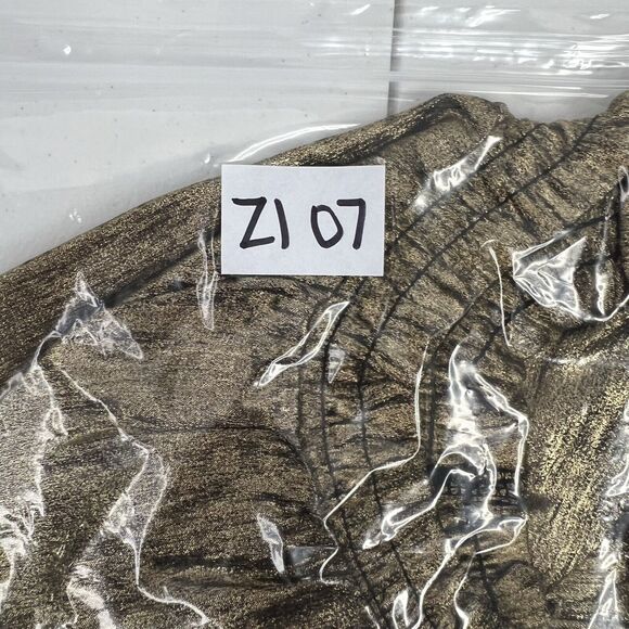 Chenault Size L Blouse Metallic Gold Smocked Waist Long Sleeves High Neck Top - Picture 9 of 9